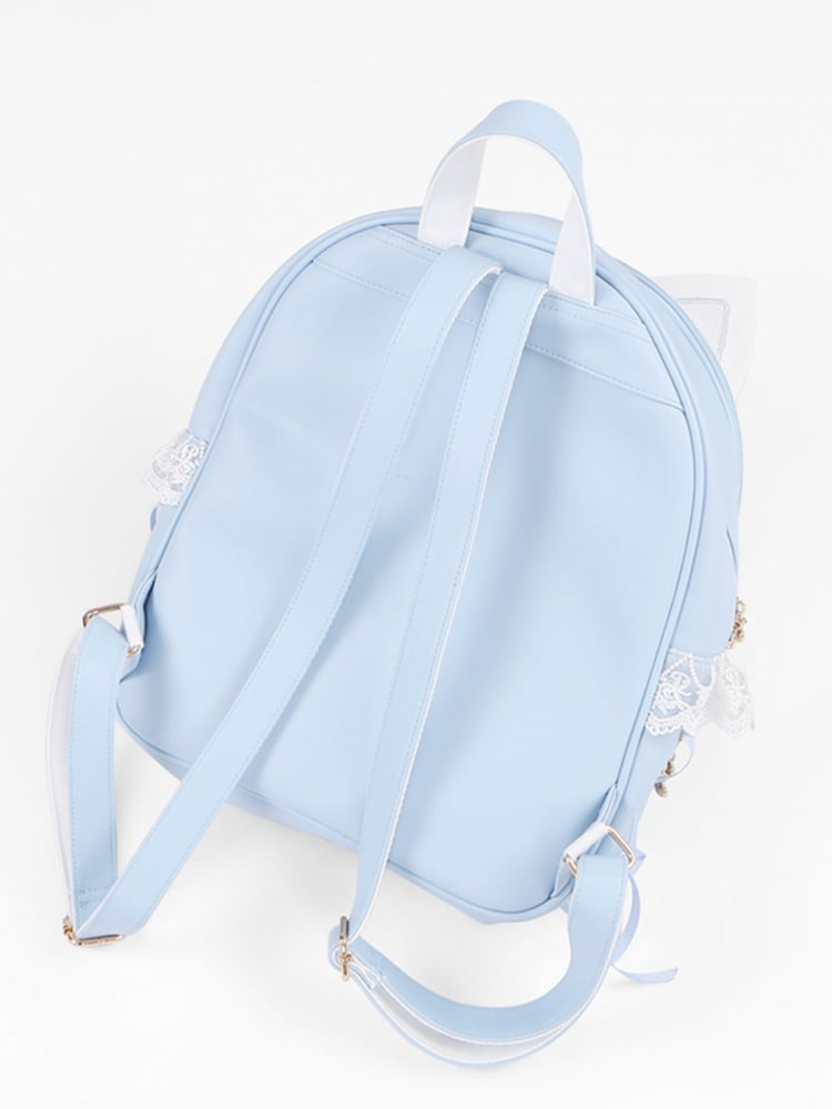 White Blue Kitty Ear and Wings Design Yami Kawaii Ita Backpack