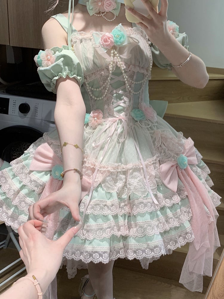 Jumper Pink Green Dress Skirt and Lolita Princess Flower Hanayome Fairy