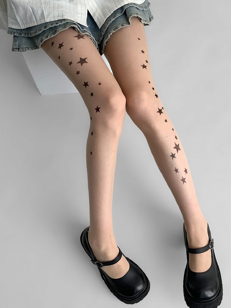 Star Nude Tights Print