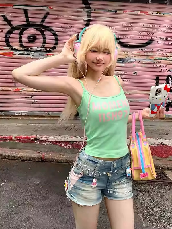 Cami Top Green Letter Print Glamorous