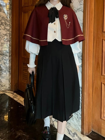 75cm Length Black / High Waist Box Pleat Skirt 65