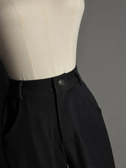 Tiered Patches Pants Lace Flared Cuffs Black