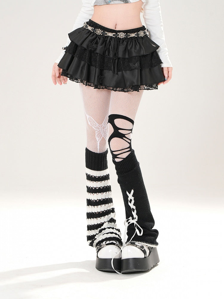 Trim Schmetterling Applikationen Spitze elastische Taille weiß/schwarz