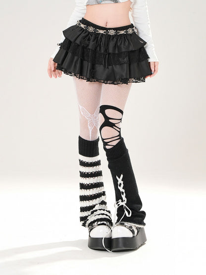 Trim Schmetterling Applikationen Spitze elastische Taille weiß/schwarz