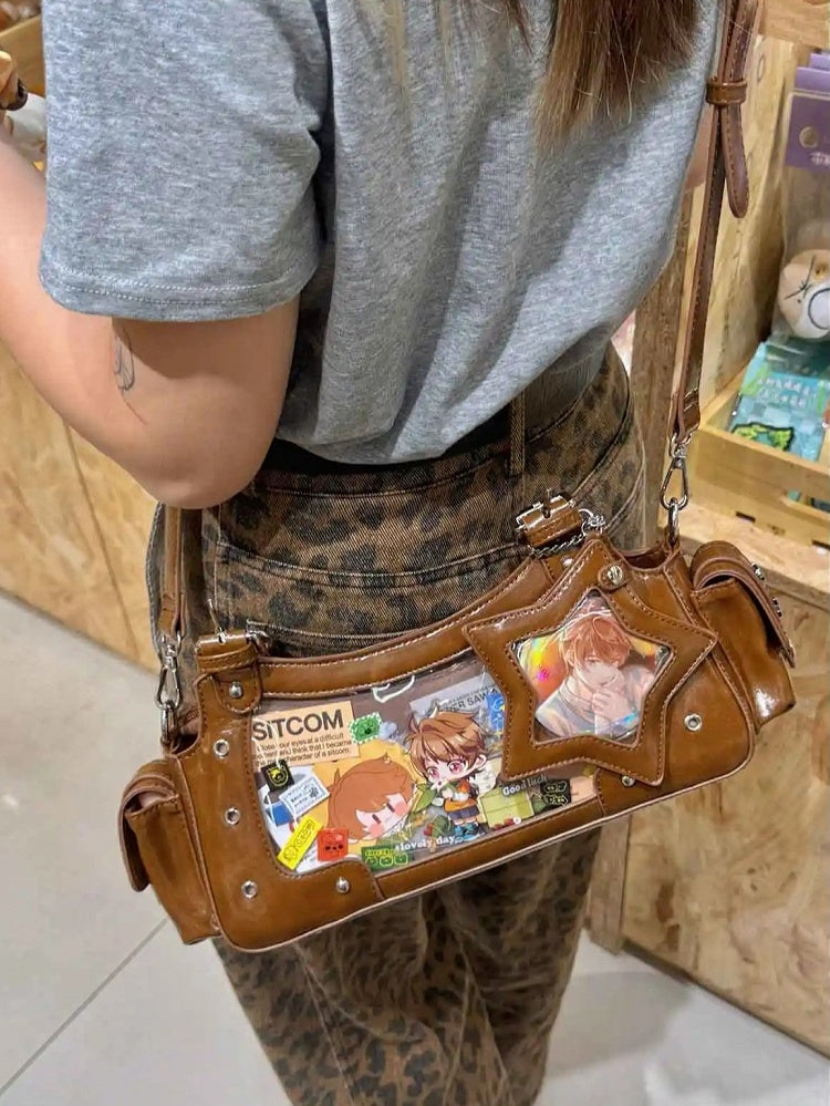 Bag Ita Charm Y2K With Shoulder Brown PU Star