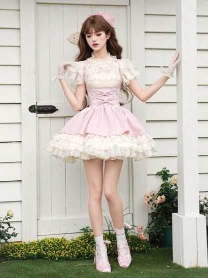 Under Beige JSK Details Cami Top Pink + Bust Lace-up Blouse Lolita