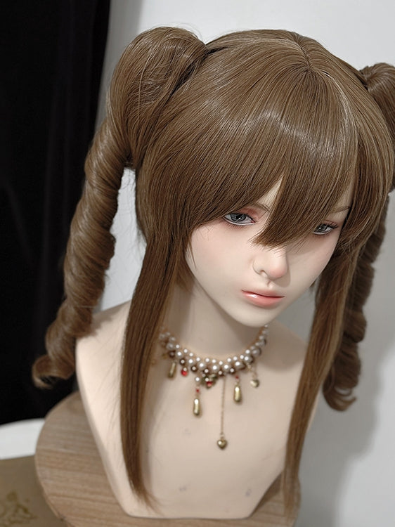 Wavy + Two Clips Medium Ponytails Brown Claw Wigs