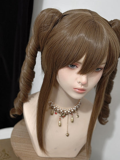 Wavy + Two Clips Medium Ponytails Brown Claw Wigs