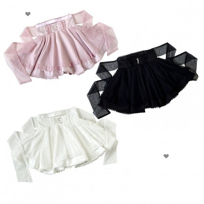 Jirai Kei Pink Self-tie Strap High Waist Tulle Skirt