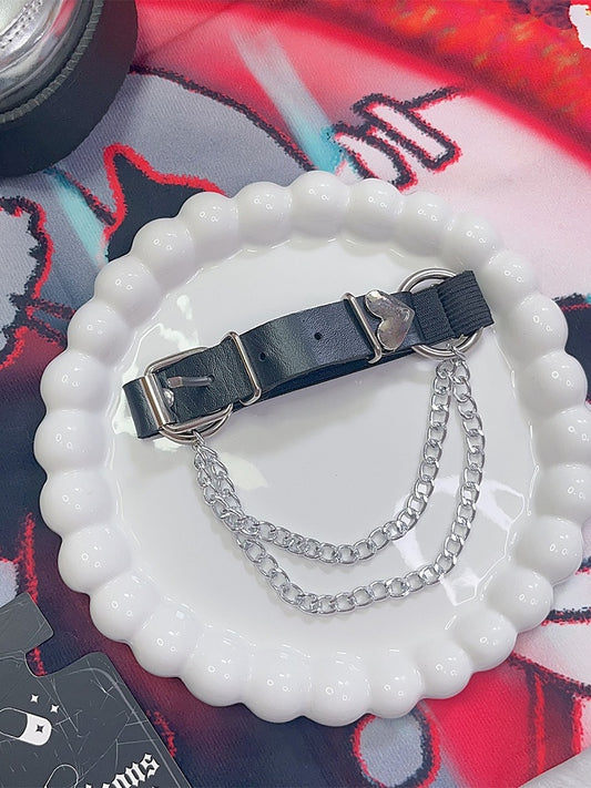 Kettenarmring Y2K Herz Schwarz/Weiß Verzierter Charm