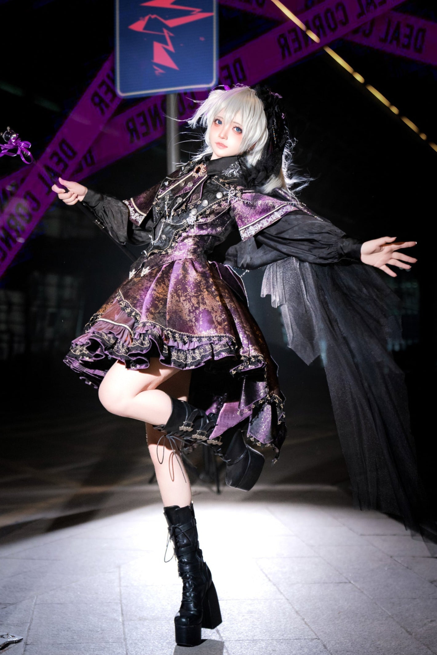 Set Pre-order Gold Cape Up product Phantom Black Purple Small Dress Kaito
