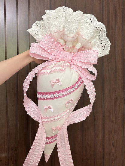 Dekorationsbeutel, groß, für Kaffee, Gebäck, Schleife, Spitzenbesatz, Lolita, Rosa/Blau/Hell