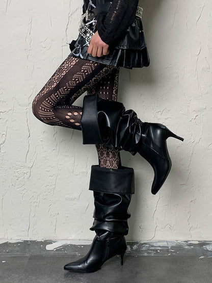 Black Y2K Asymmetrical Hollow-out Tights