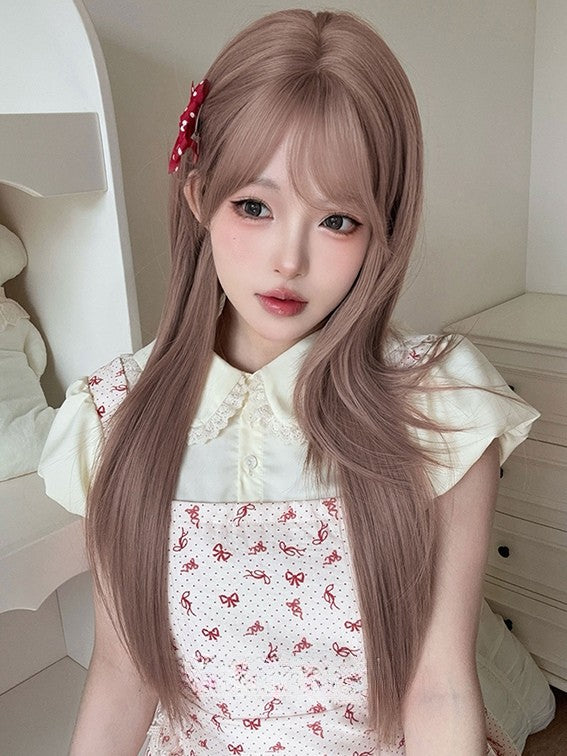 Wig Straight Air Length Bangs With 70CM Brown
