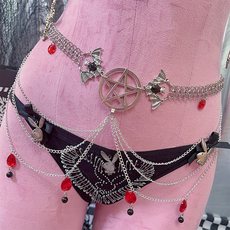 Pentagram Design Multi-layer Gothic Waist Chain