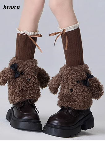 Shaggy Puppy Leg Warmers Calf Socks Set