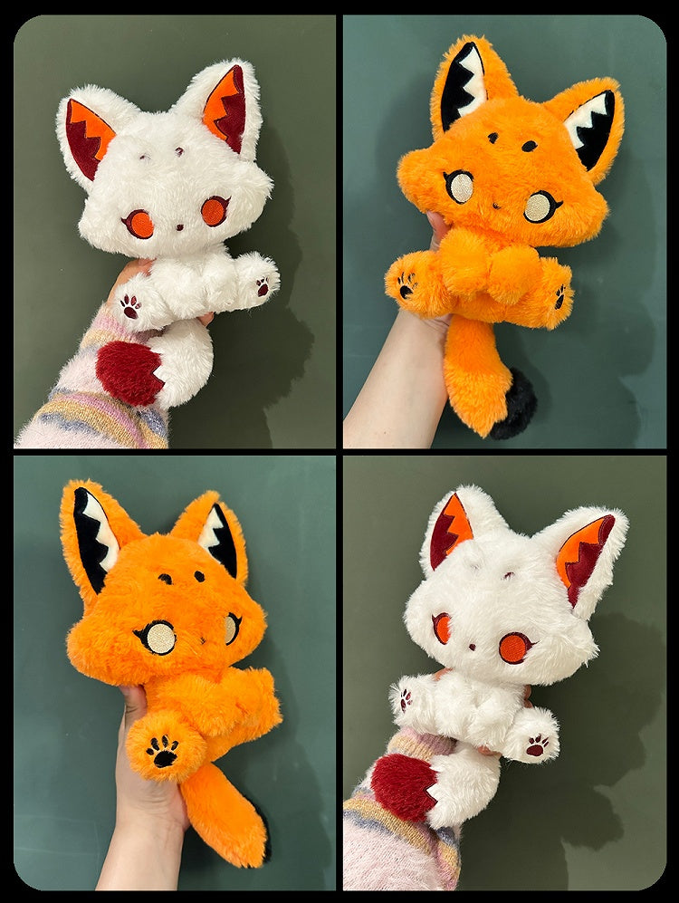 White and Red Pastel Goth Fox Plushie