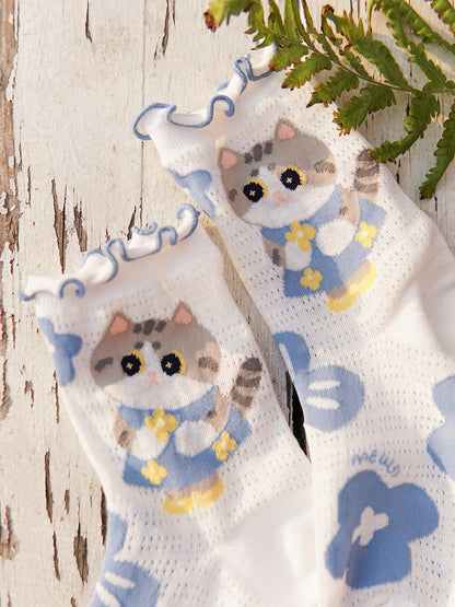 Cute Kitty Print Cartoon Socks Set
