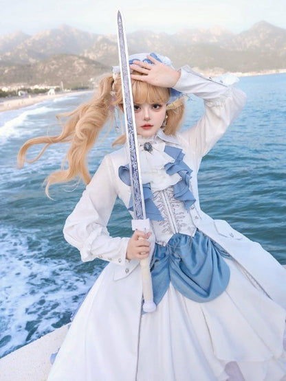 Bishop Pleating Shirt White Lolita Details Sleeves