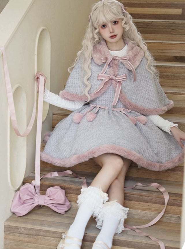 Tweed Fur Dress Fur + Sweet Cape