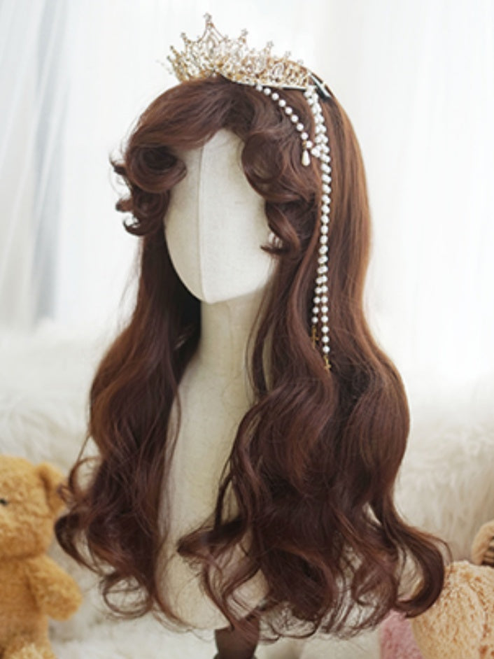 Red/Light Blonde/White/Caramel 60CM Long Wavy Wig With Curly Bangs