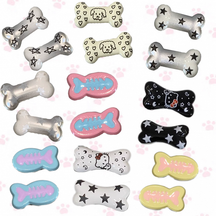 Barrettes à cheveux en forme d'os/de poisson Y2K