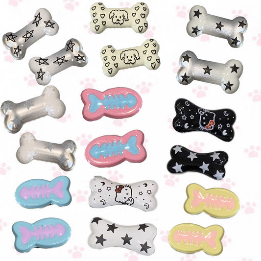 Barrettes à cheveux en forme d'os/de poisson Y2K