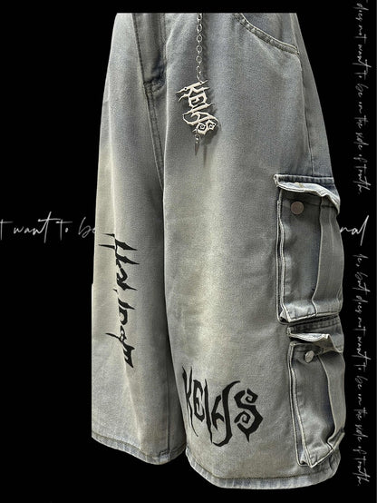 mit Jeans Free Hellblauer Punk Rock Weitbein Cargo Charm