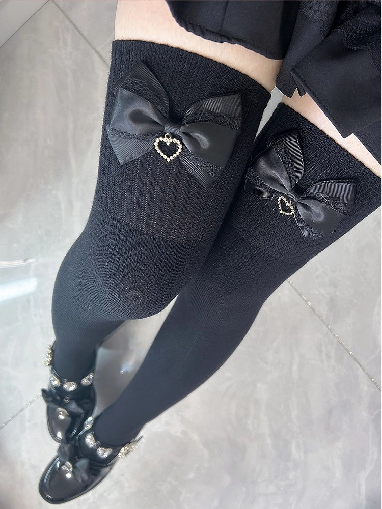 Jirai Kei Bowknot Details Overknee Stockings