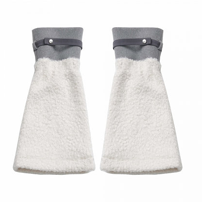 White&Grey Christmas Flared Fleece Leg Warmers