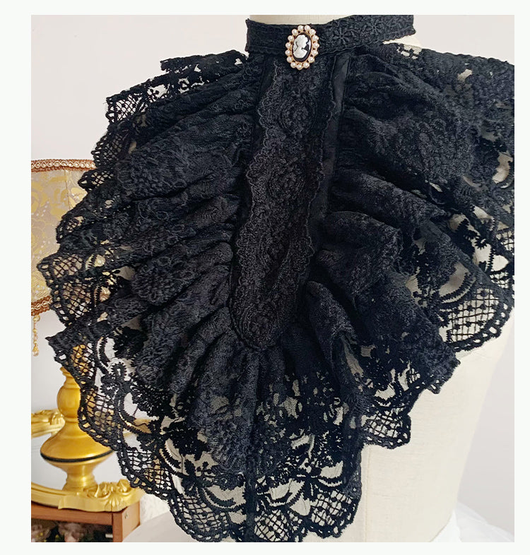 Beige / Black Lace Jabot