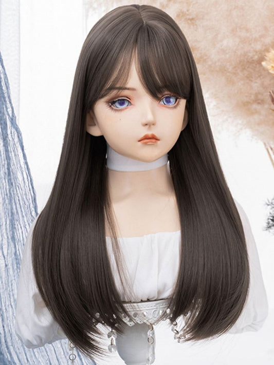 Wig Bangs With Length Brown Straight Air 60CM