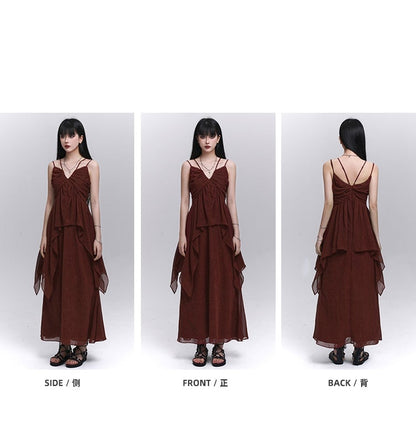 Waist Ankle Length Skirt Dark Red Elastic