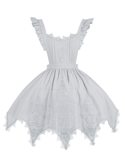 Apron Lolita Gray Embroidery Candelabra Gothic