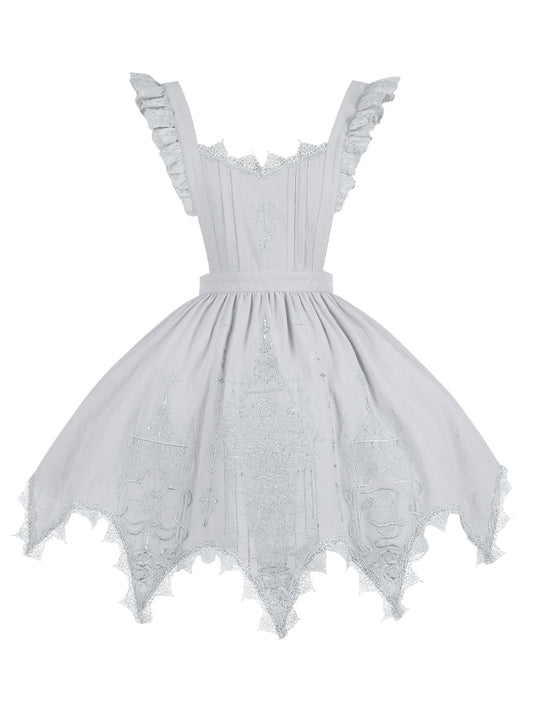 Apron Lolita Gray Embroidery Candelabra Gothic