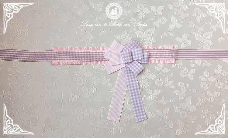 Pattern Choker Plaid Bowknot and Stripes