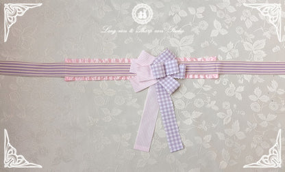 Pattern Choker Plaid Bowknot and Stripes