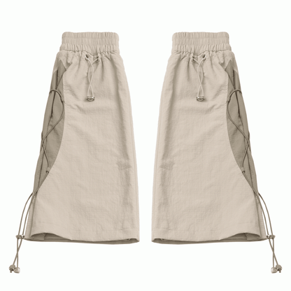 Techwear Leg Warmers Khaki Drawstring Cuffs