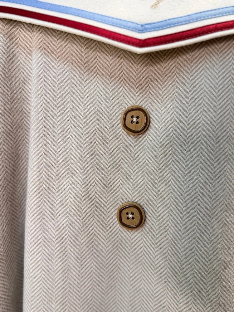Ensemble complet Lolita Sailor Ouji beige : haut col marin beige, short Ouji beige et béret beige