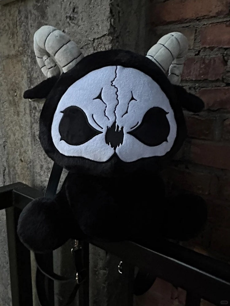 Black and White Grim Reaper Gothic Plush Backpack Bag