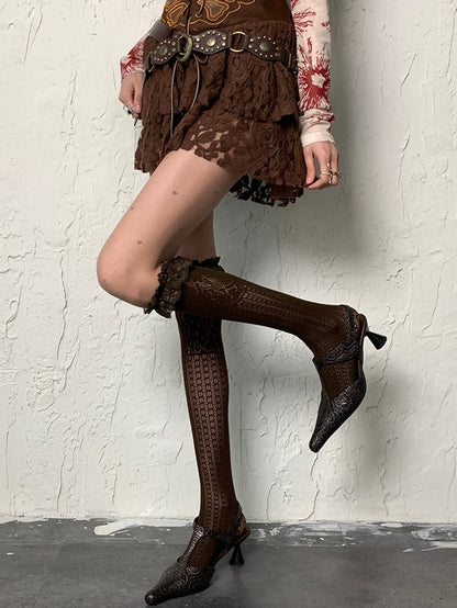 Print Wasteland Punk Strumpfhose Braunes Herz