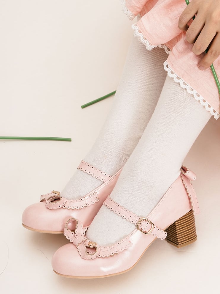 Mary Decorated Top Heart Bow Janes at Pink