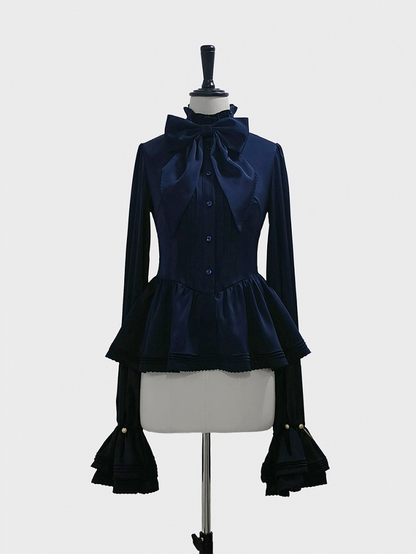 Royal Sleeves Ruffle Lolita Blue Poet Shirt Neckline Ouji