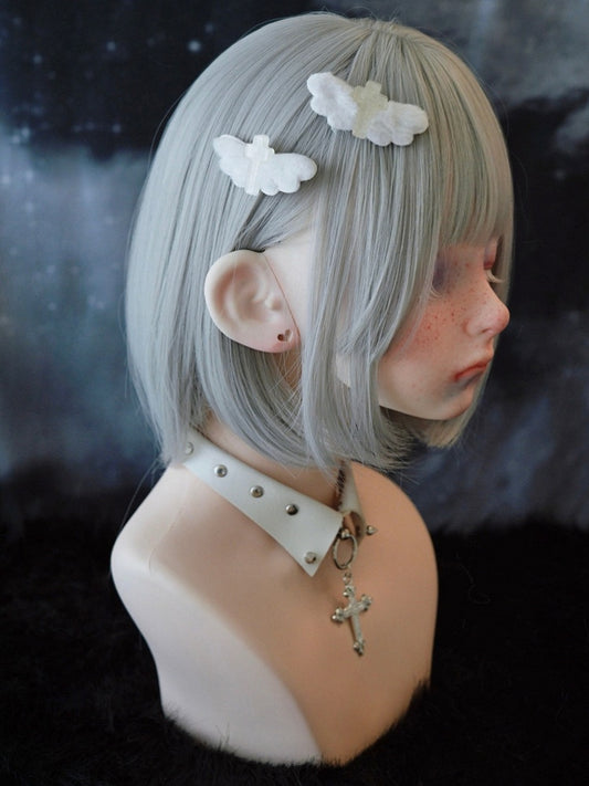 Barrettes à cheveux blanches gothiques faites à la main en forme d'ailes d'ange