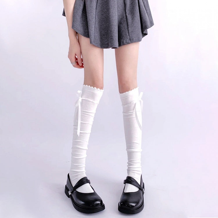 Black / White / Gray / Brown Sweet Self-tie Bowknot JK Stockings