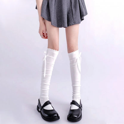 Black / White / Gray / Brown Sweet Self-tie Bowknot JK Stockings