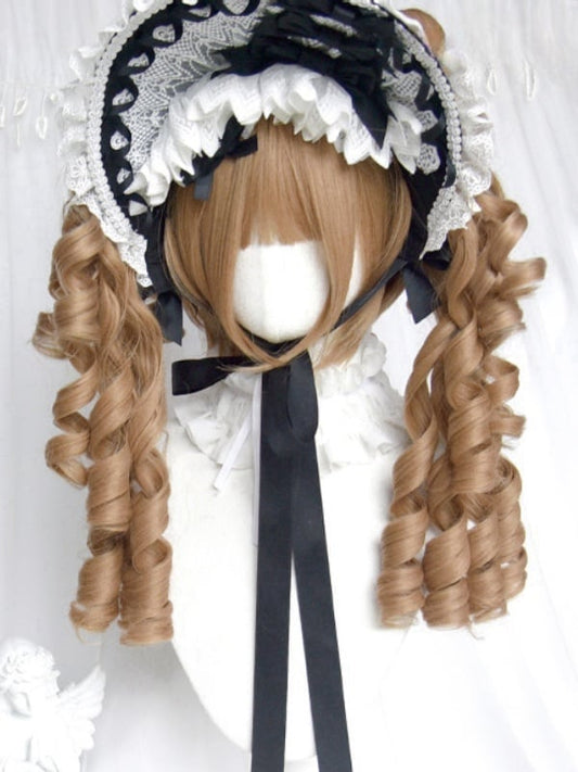 Light Brown Bob Cut Long Curly Ponytail Wig With Bangs