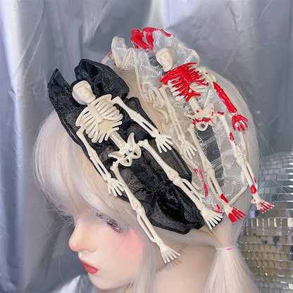 White/Black Halloween Skeleton Lace Trim KC