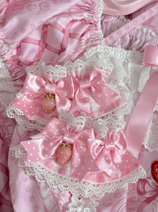 Pattern 3 Trim Details Color Charm Plaid Wrist Strawberry Bowknot Polka-dot Options Lace Cuffs