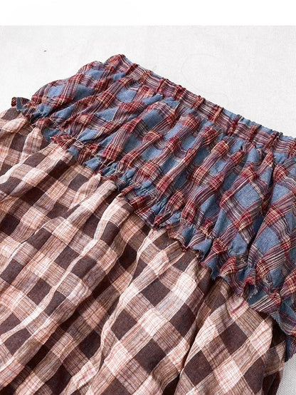 Trim Skirt Pattern Tiered Ruffles Pink Bittersweet Plaid